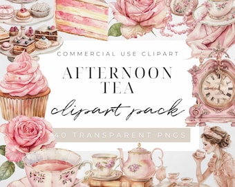 Watercolor Tea Time Clipart, Tea Cups Clipart, Flower Teacup PNG, Floral Tea Time Graphics, Tea Party Bundle, Scrapbooking, Commercial Use