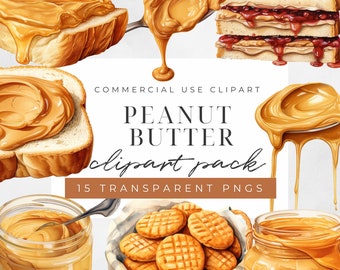 Watercolor Peanut Butter Clipart, Peanut Butter & Jelly, Food Clipart, Watercolor Peanut Butter And Jelly Clipart, Commercial Use