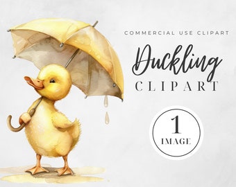 Watercolor Duckling Clipart, SINGLE IMAGE, Nursery Clip Art, Duck Watercolor, Junk Journals, Baby Animals, Baby Ducks Png, Instant Download