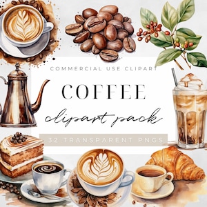 Watercolor Coffee Lover Clipart, Coffee Cup Clipart, Barista, Coffee Shop Clipart, Instant Download, Cute coffee clipart, commercial use