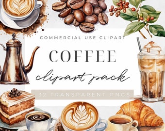 Watercolor Coffee Lover Clipart, Coffee Cup Clipart, Barista, Coffee Shop Clipart, Instant Download, Cute coffee clipart, commercial use
