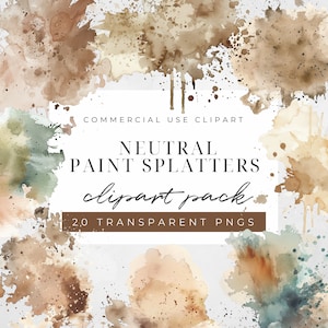 Watercolor Neutral Splatter Clipart, Abstract Background, Watercolor Textures, Watercolor Textures, Watercolor Splatter, Digital Download