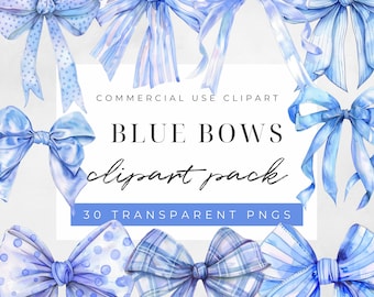Watercolor Blue Bow Clipart, Watercolor Blue Bow Png, Ribbon Clipart, Watercolor Ribbon Png Bow, Coquette Bow Clipart
