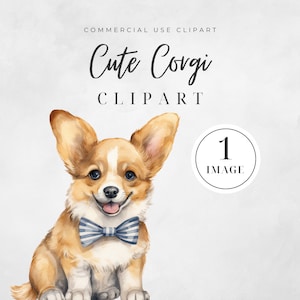 Aquarel schattige Corgi clipart, Corgi illustratie, schattige Corgi clipartafbeeldingen, schattige Corgi clipartafbeeldingen, puppy clipart, kinderkamer kunst