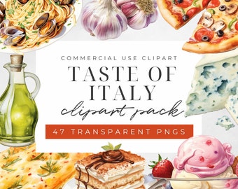 Watercolor Italian Food, Italian Food, Food Clipart, Spaghetti Clipart, Dinner Clipart, Italian Food Png, Cooking Clipart, Commercial Use