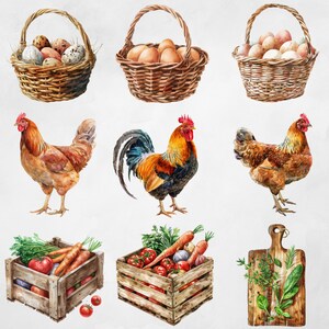 Akvarell lantkök Clipart, akvarell rustik matlagning Clipart bunt, rustik vintage stuga direkt nedladdning, kommersiellt bruk bild 3