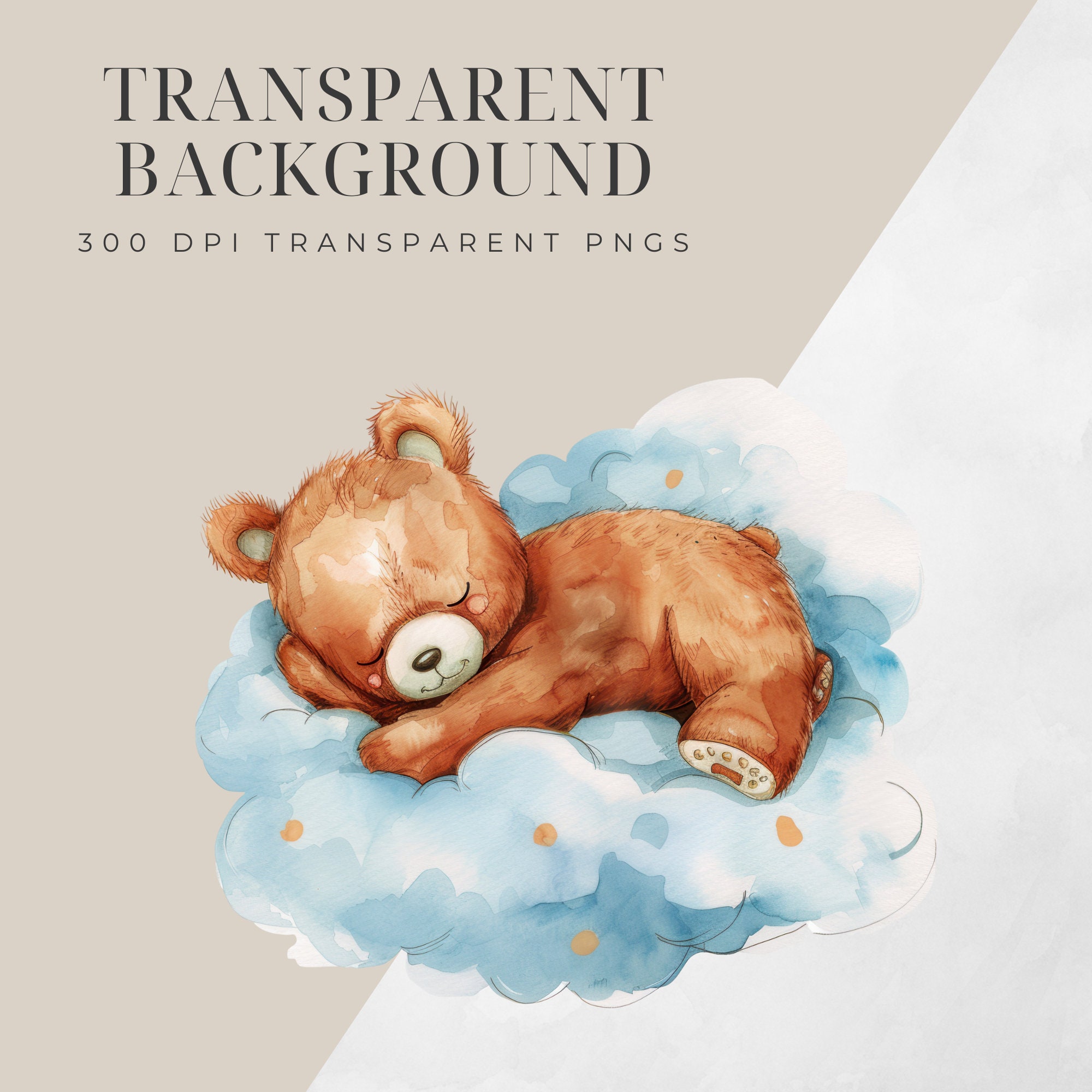 Watercolor Teddy Bear Clipart for Boy, SINGLE IMAGE, Baby Shower Clip ...