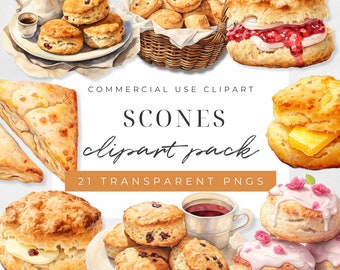 Akvarell scones clipart, muffins och scones clipart, scones och grädde, afternoon tea clipart, scones PNG-bild, scones clipart