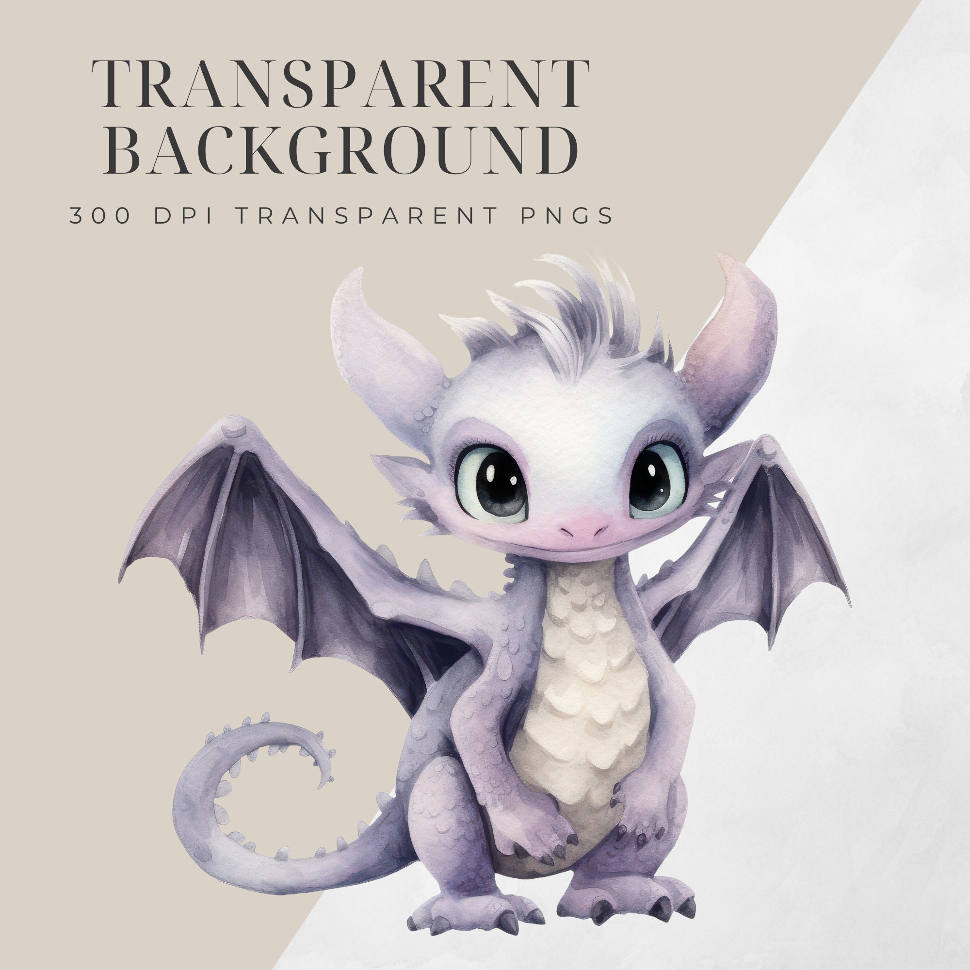 Watercolor Cute Baby Dragon Clipart, SINGLE IMAGE, Fantasy Clipart for ...
