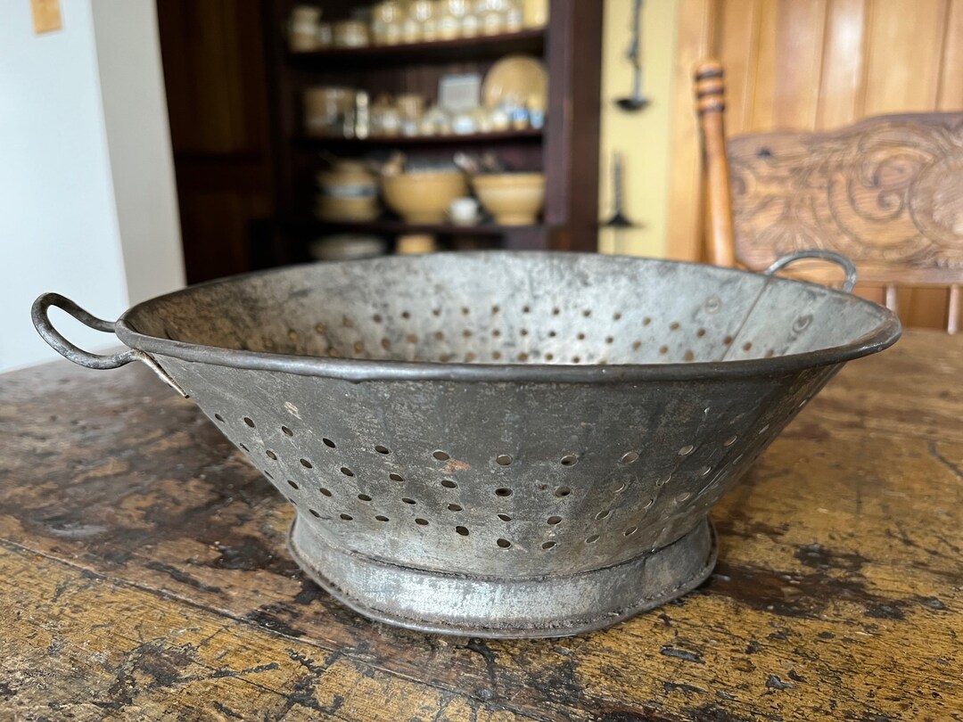 Old Antique Vintage Primitive Rustic Tin Colander Strainer - Etsy