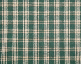 Spring Green Beige Plaid Woven Cotton Homespun Fabric | Christmas Spring Plaid Fabric | Rustic Country Farmhouse Fabric FAT QUARTER 18 x 22
