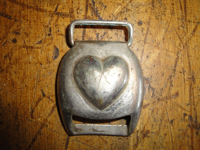 Embossed Heart Harness Rosette Primitive Metal Heart Horse Tack Vintage