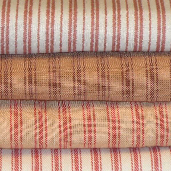 Red Ticking Fat Quarter Bundle Of 4  - LAST ONE