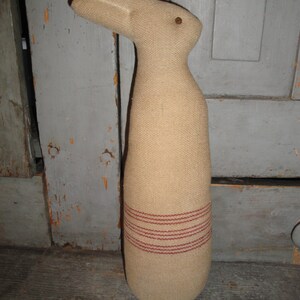Primitive Handmade Red Stripe Woven Grain Sack Fabric Rabbit ...