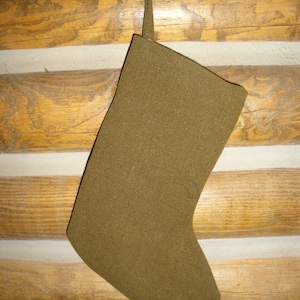 Old Wool Army Blanket Christmas Stocking | Repurposed Wool Christmas Stocking | Vintage Army Blanket Stocking | Listing Is For 1 Stocking