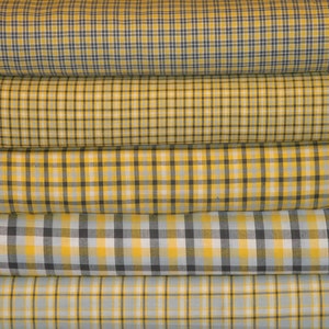 Homespun Fabric Sewing Fabric Cotton Fabric Quilt Fabric Home Decor Fabric Check Fabric Yellow White Grey And Charcoal Fabric image 5