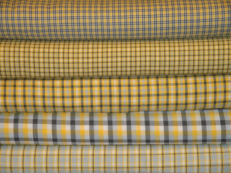 Homespun Fabric Sewing Fabric Cotton Fabric Quilt Fabric Home Decor Fabric Check Fabric Yellow White Grey And Charcoal Fabric image 5