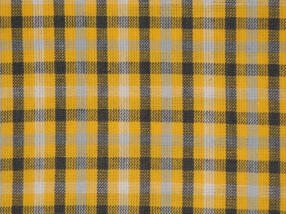 Homespun Fabric | Sewing Fabric | Cotton Quilt Fabric | Home Decor Fabric | Check Yellow White Grey And Charcoal Fabric