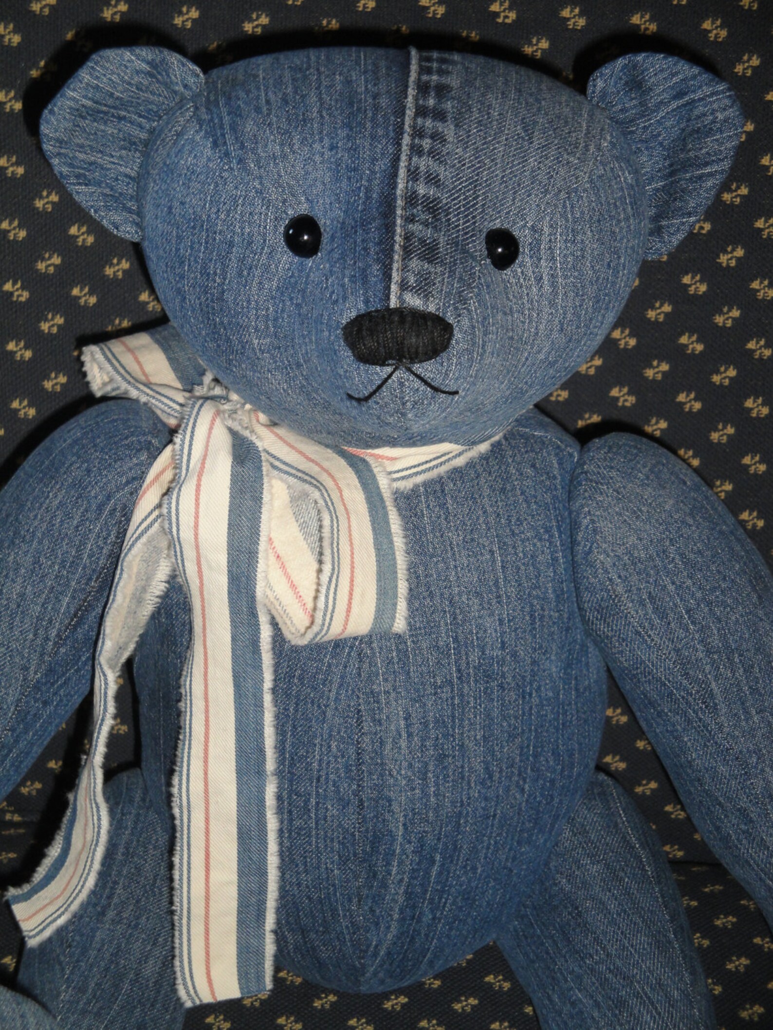 Denim Bear Blue Jean Bear Jointed Bear Handmade Bear Etsy