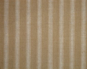Dunroven House Wheat Cream Primitive Woven Cotton Ticking Stripe Homespun Fabric | Home Decor Quilt Doll Making Craft Apparel Sewing Fabric