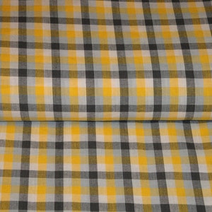 Homespun Fabric Sewing Fabric Cotton Fabric Quilt Fabric Home Decor Fabric Check Fabric Yellow White Grey And Charcoal Fabric image 2