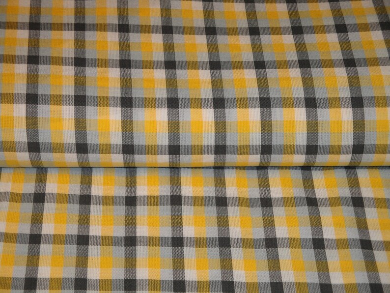 Homespun Fabric Sewing Fabric Cotton Fabric Quilt Fabric Home Decor Fabric Check Fabric Yellow White Grey And Charcoal Fabric image 2