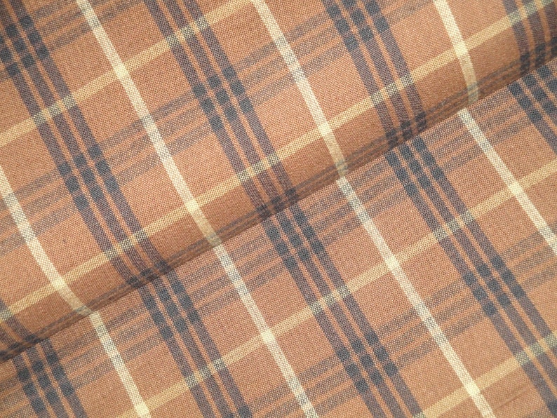 DARK Brown LARGE Plaid Fabric Primitive Cotton Fabric | Etsy