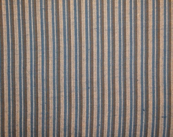 Cotton Homespun Stripe Ticking Fabric | Primitive Rag Quilt Craft Wreath Doll Making Garland Sewing Fabric REMNANT 53 x 44