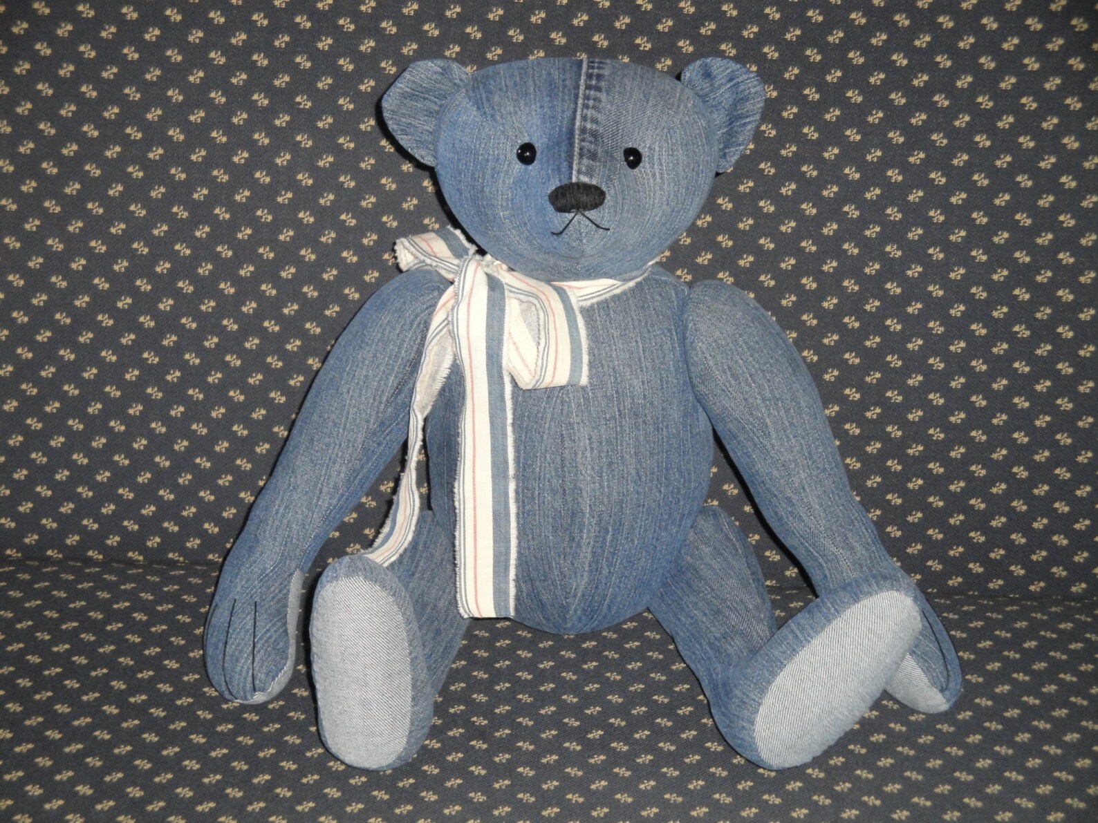 Denim Bear Blue Jean Bear Jointed Bear Handmade Bear Etsy