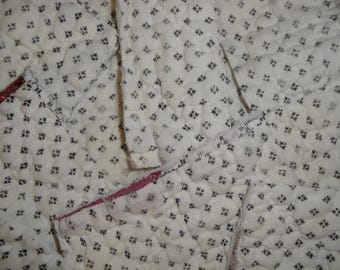 Old Black White Calico Quilt Scraps | Antique Vintage Quilt Patches | 8 Cutter Quilt Scrap Pieces | Mending Pieces Slow Stitching Scrapbook