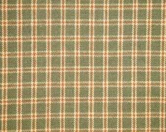 Dunroven House Sage Green White Wheat Plaid Homespun Fabric | Cotton Sewing Crafting Quilt Doll Making Apparel Home Decor Primitive Fabric