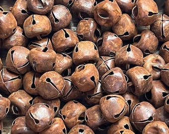 25 Brown Metal Jingle Bells | Farmhouse Cabin Country Cottage Christmas Decoration