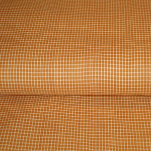 Rustic Woven Orange Homespun Material Window Pane Plaid Material Cotton Rag Quilt Material Primitive Homespun Material Fall Material image 3