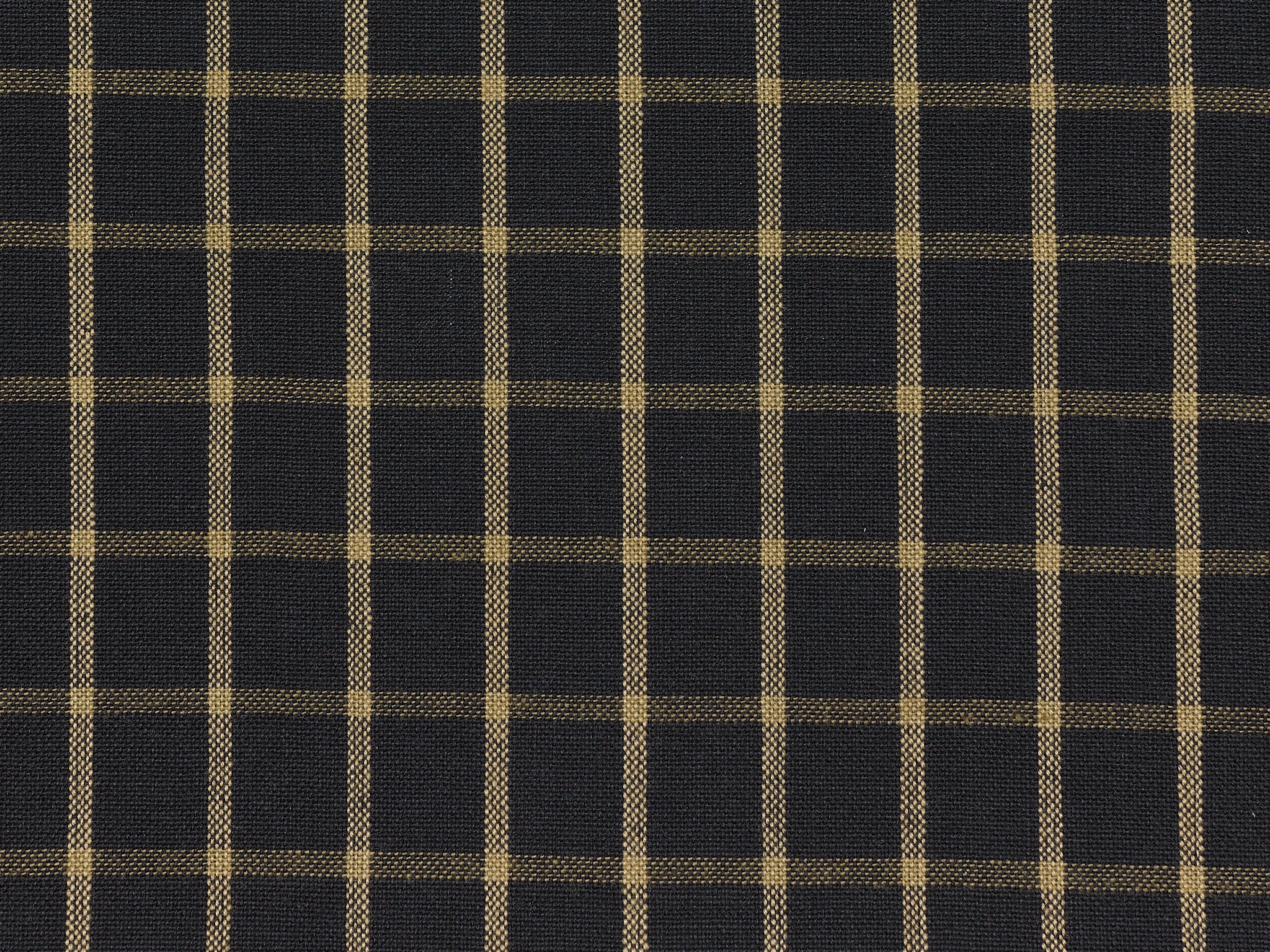 Black And Tea Dye Woven Cotton Window  Pane Plaid Homespun Fabric | Quilt Fabric | Primitive Fabric | Home Decor Fabric | Apparel Fabric