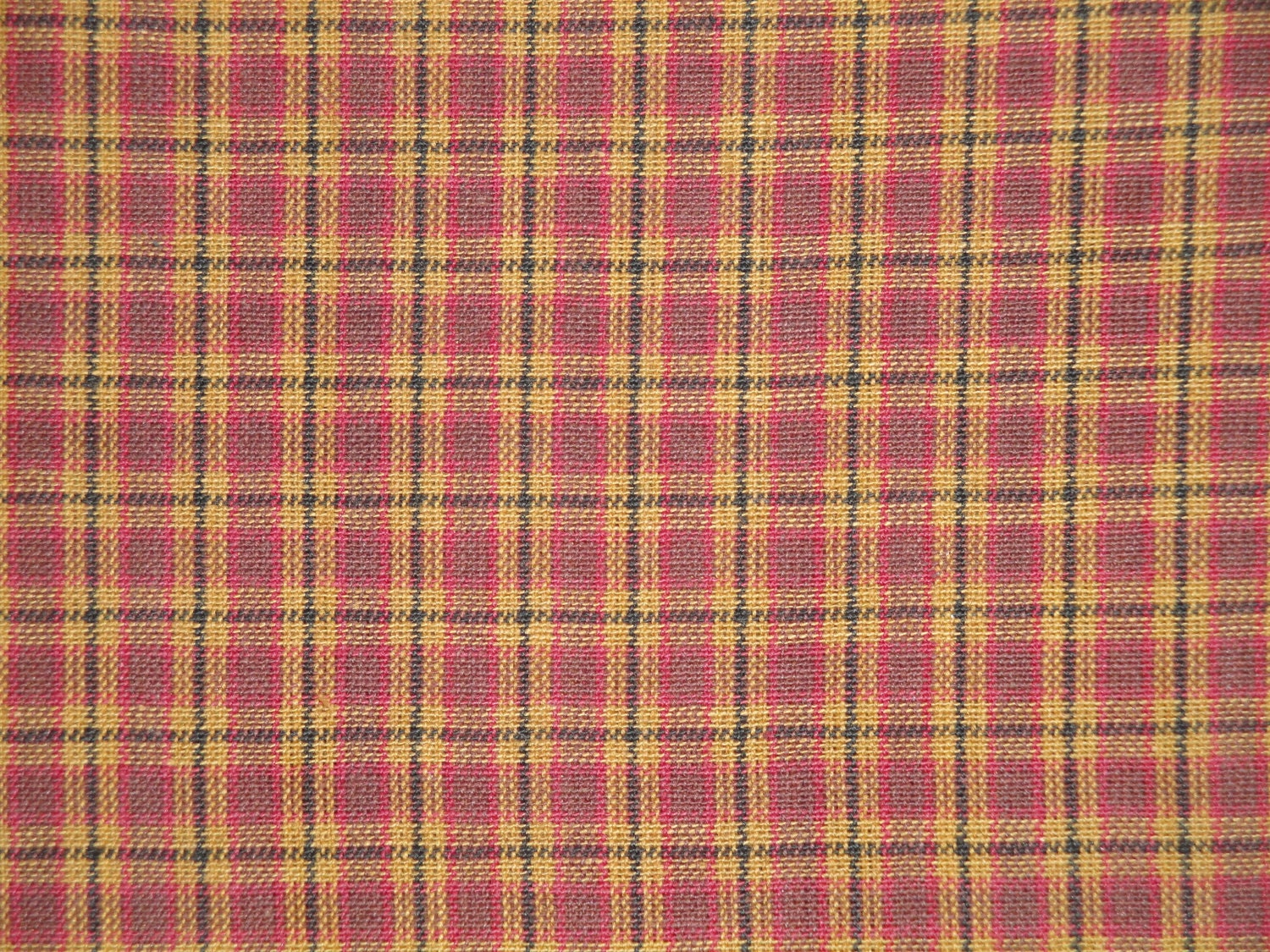 Tissu Coton à Carreaux Rouge Turquoise Et Or - 43 Pouces De Large X 2.5 Yards - Pour Vêtements Ou Décoration