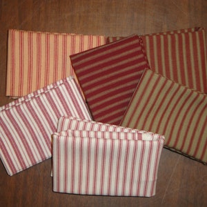 Red Ticking Fabric Red Stripe Homespun Fabric Cotton Twill Ticking Fabric Ticking Fat Quarters Fat Quarter Bundle Of 6 image 5