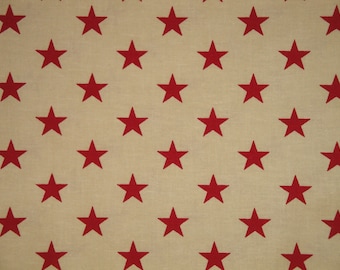 Cotton Star Fabric | Tan And Red Star Fabric | Quilt Fabric | Home Decor Fabric | Apparel Fabric | Americana Fabric | Old Glory Fabric