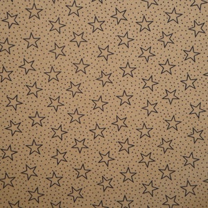 Blue Patriotic Print Star Fabric FAT QUARTER | Tan Navy Blue Stars Dots Fabric | Home Decor Apparel Quilt Doll Making Cotton Sewing Fabric