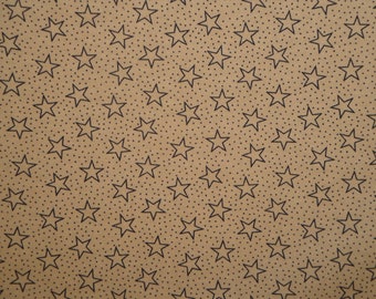 Blue Patriotic Print Star Fabric | Tan Navy Blue Stars Dots Fabric | Home Decor Apparel Quilt Doll Making Americana  Cotton Sewing Fabric