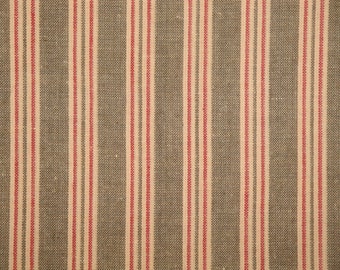 Diamond Textiles Brown Red Cream Aged Barrel Stripe Homespun Fabric | Apparel Quilt Craft DIY | Farmhouse Rustic Country Home Decor Fabric