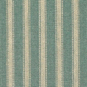 May include: A close-up of a fabric with alternating stripes of teal blue and cream.