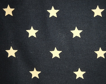 Navy Blue Fabric With Ecru Stars | Primitive Americana Star  Old Glory Fabric | Cotton Home Decor Sewing Craft Doll Making Apparel Fabric