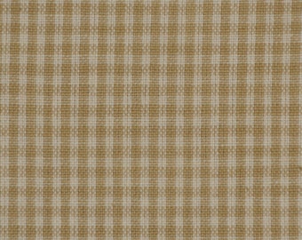 Check Fabric | Wheat And Cream Small Check Homespun Fabric | Cotton Home Decor Fabric | Primitive Fabric | Farmhouse Fabric | Sewing Fabric