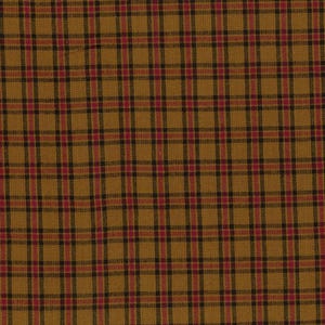 Gold Red Black Plaid Homespun Fabric | Rustic Primitive Country Cabin Farmhouse Quilt Apparel Doll Making Home Decor Fabric FAT QUARTER