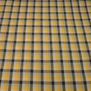 Homespun Fabric Sewing Fabric Cotton Fabric Quilt Fabric Home Decor Fabric Check Fabric Yellow White Grey And Charcoal Fabric image 4