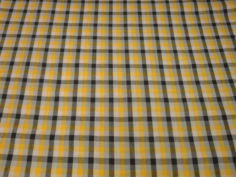 Homespun Fabric Sewing Fabric Cotton Fabric Quilt Fabric Home Decor Fabric Check Fabric Yellow White Grey And Charcoal Fabric image 4