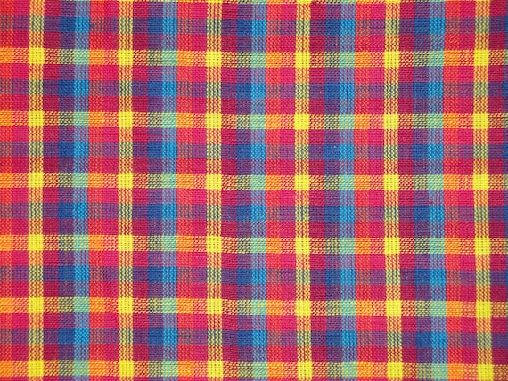 Large Check Homespun Fabric Cotton Rag Quilt Fabric Blue, Natural and Khaki  Plaid Fabric Primitive Country Rustic Sewing Fabric 