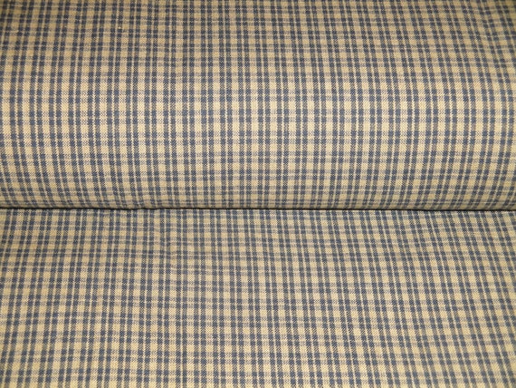 Navy Blue Red Tan Plaid Homespun Fabric, Cotton Quilt Home Decor Sewing  Fabric