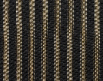 Dunroven House Homespun Black Stripe Ticking Fabric | Striped Cotton Fabric | Primitive Cotton Quilt Apparel Bedding Home Decor Fabric