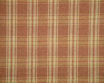 Brown And Tea Dye Catawba Plaid Woven Cotton Fabric FAT QUARTER | Primitive Sewing Quilt Apparel Rustic Cabin Country Home Decor Fabric